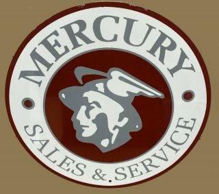 Nostalgic Mercury Sales & Service Aluminum Tin Metal 12 " Round Sign