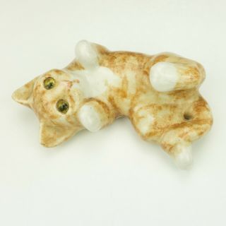 Vintage Winstanley Pottery - Hand Painted Kitten Cat Figure - With Glass Eyes.