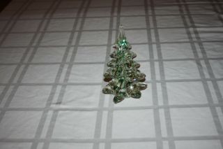 Collectible Solid Glass Christmas Tree Clear With Green Swirl 6 " Tall
