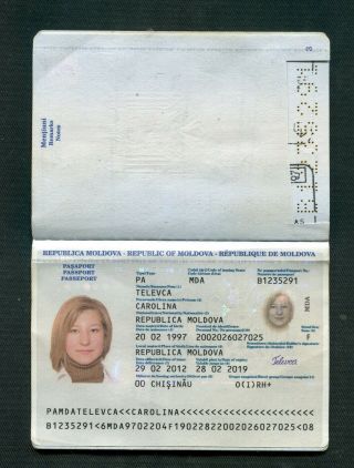 Republic Moldova International Biometric Travel Document Woman Canseled