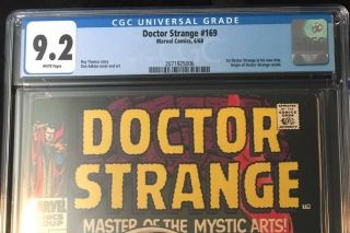 Marvel Comics DOCTOR STRANGE 169 CGC 9.  2 WP FIRST SOLO TITLE AND ORIGIN RETOLD 3