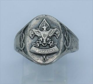 Vintage Boy Scouts Of America Sterling Silver Eagle Ring Size 9 Be Prepared