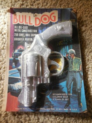 Rare Bull Dog Cap Gun Nip 1974 Old Stock Die Cast Made In Usa 70 