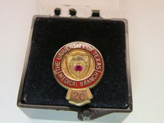 Utmb University Of Texas Medical Branch 20 Year Service Pin 10k Gold Filled