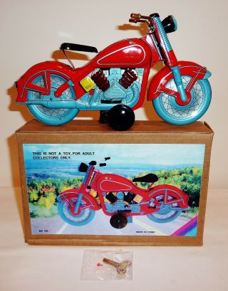 Made In China Contemporary Wind - Up Tin Litho Motorcycle W/ Box 9 - In