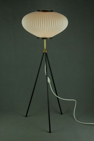 Mid Century Tripod Floor Lamp Atomic Vintage Danish Modern 1950s Eames 60s 70s 2
