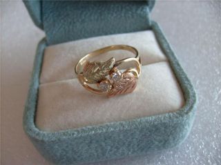 Vintage - Antique 10k 12k Black Hills Gold Diamond Ring Spectacular