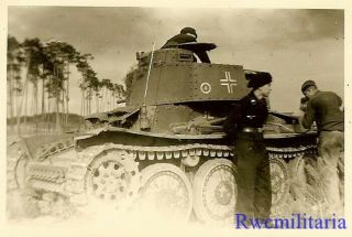 Best German Panzermen W/ Berets In Field W/ Their Pzkw.  38 (t) Panzer Tank