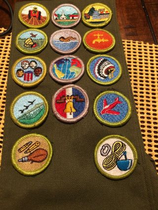 Boy Scouts Of America Sash With 14 Patches