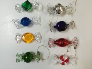 Wrapped Candies Glass Christmas Ornaments Set Of 8