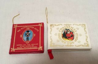 2 Vintage Kurt Adler Mini Books Christmas Ornaments Nutcracker,  Around The World