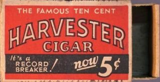 Near 1920s Harvester Cigar Empty Federal Match Box 2