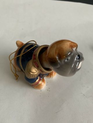 Bulldog Bobble Head Christmas Ornament Ceramic
