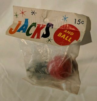 Vintage Jax Jacks Kids Game Metal Toy W/ Ball - Wells Mfg Co.  Ohio Usa.