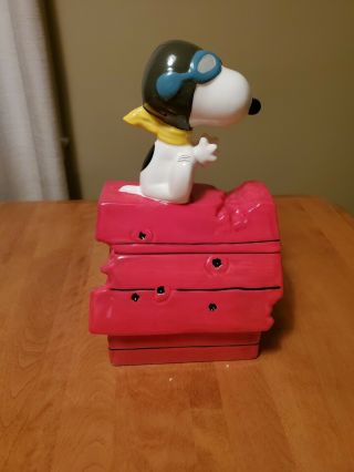 Snoopy As The Flying Ace On His Dog House Plane Cookie Jar Kitchen Counter