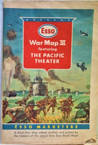 Esso Oil War Map Iii The Pacific Theater Early 1940s Wwii Home Front