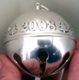 2008 Wallace Annual Silver Plate Sleigh Bell Ball Christmas Ornament Stunning