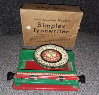 Antique Early 1900s Toy Typewriter Simplex Model A Tin Litho Rare