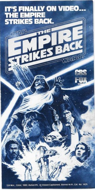 Rare Vintage 1984 Cbs/fox Video Star Wars The Empire Strikes Back Promo Pamphlet