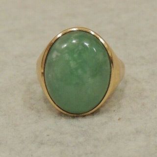 Mens Antique 14k Gold And Jade Ring With Maker Stlau? Size 12.  5