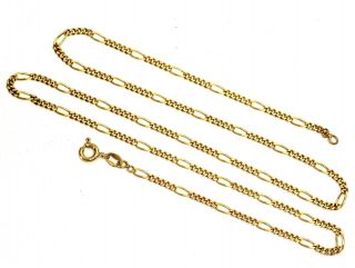 18k Yellow Gold Figaro Chain Necklace 6.  8g Estate 20 " Vintage Antique