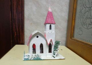 Vintage Putz Christmas Village Mica Glitter House Church