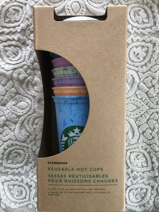 Starbucks Reusable Color Marbled Hot Cups Set Of 6