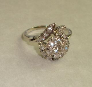 Antique Vintage 14k White Gold 1.  00 ctw Diamond Ladies Ring,  Size 7 2