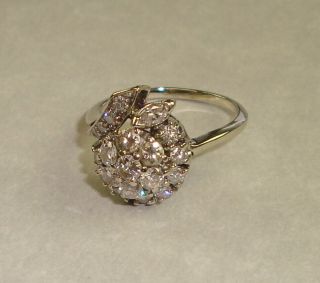 Antique Vintage 14k White Gold 1.  00 ctw Diamond Ladies Ring,  Size 7 3