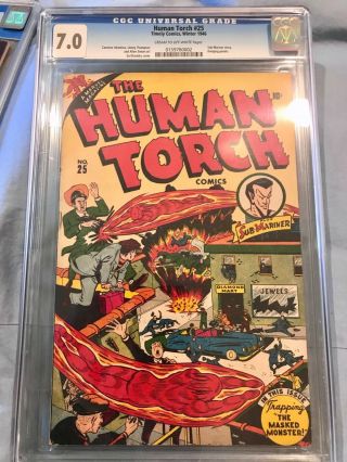 Human Torch 25 Timely Comic 1946 Cgc 7.  0 Sub - Mariner