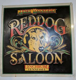 Retro Jack Daniels Whiskey Red Dog Saloon Lynchburg Tennessee Embossed Tin Sign