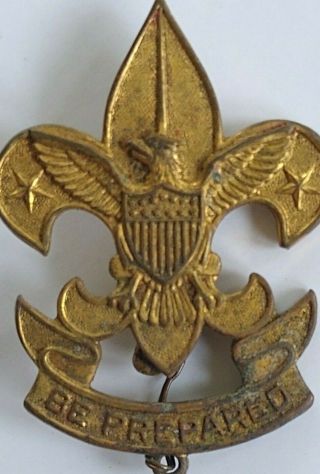 Vintage 1920s Boy Scouts Of America Be Prepared Bronze First Class Hat Badge Pin