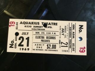 The Doors Vintage 1969 Aquarius Concert Ticket & Rsvp Flyer