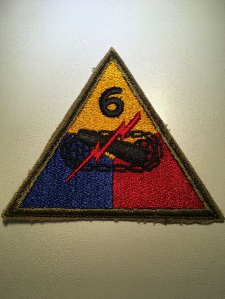 Wwii U.  S.  Army 6th Armored Division Cut Edge Od Border Patch