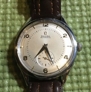 Vintage Omega Bumper Automatic Stainless Steel Mens Watch Keeping Good Time.