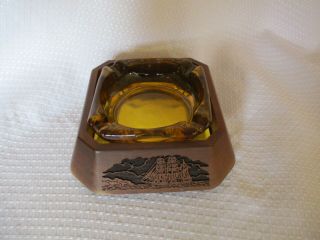 Vintage Lasercraft Solid American Walnut And Glass Ashtray - Laser Engraved Ship
