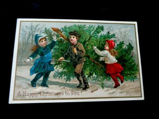 Victorian Christmas Greeting Card - Louis Prang & Co.  Boston 1880