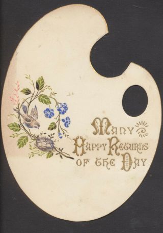 C8420 Victorian Embossed Die Cut Greetings Card: Bird & Nest