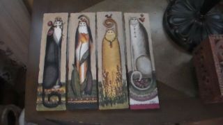 Kitty Cat Wall Decor Folk Art By E Smithson 3 D Resin Plaques Hanging Set Of 4
