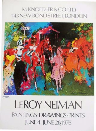 Leroy Neiman Le D Bookplate " M Knoedler & Company " Queen Royal London Horse Art