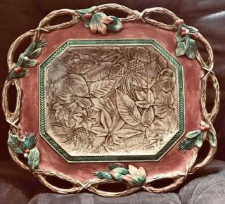 Fitz And Floyd Classics " Christmas Lodge " Footed Serving Bowl