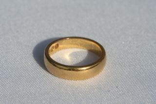 Vintage Fully Hallmarked 22ct 22k Yellow Gold Wedding Band Ring 5.  9g Size J 1/2