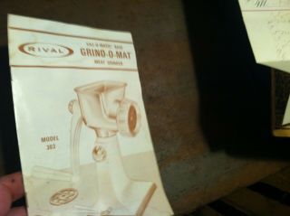 Vintage Rival Grind O Matic Instruction Book 5may19