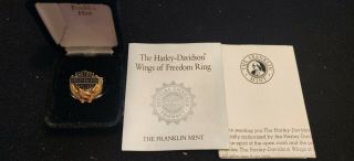 Franklin Harley Davidson Wings Of Freedom Mens Solid 10k Gold & Steel Ring