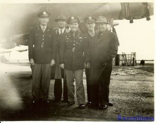 Org.  Photo: Veteran 8th Air Force Pilot Posed W/ Command Staff By B - 17 Bomber