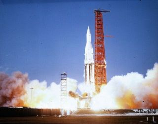 Sa - 4 / Nasa 4x5 Color Transparency - Saturn Rocket Launch In 1963