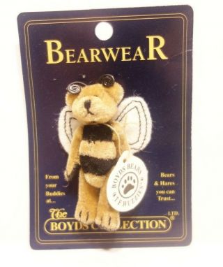 Boyds Bears Bearwear T.  F.  Wuzzies Bear.  Brown And Black Stripe Butterfly Pin
