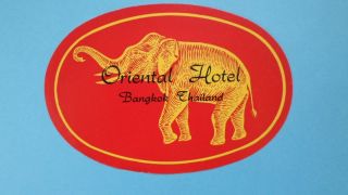 Vintage Baggage Label Oriental Hotel Bangkok Thailand Elephant