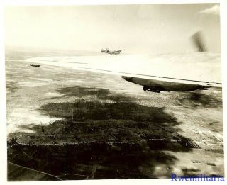 Org.  Photo: Aerial View B - 24 Bombers Flying Over European Countryside