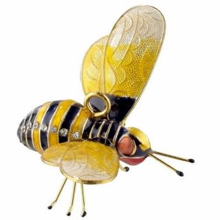 Red And Yellow Bejeweled Bumblebee Articulated Cloisonne Metal Ornament Bee
